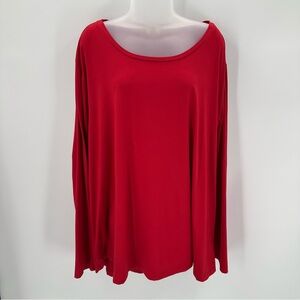 IMAN Tee Womens 4X Plus Red Global Chic Long Sleeve Shirt Knit Stretch READ